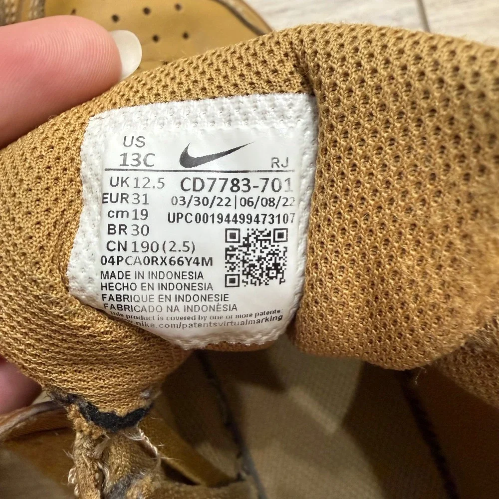 Nike Court Borough Mid 2 Wheat Gum Kids Sneakers CD7783-701 Size 13C